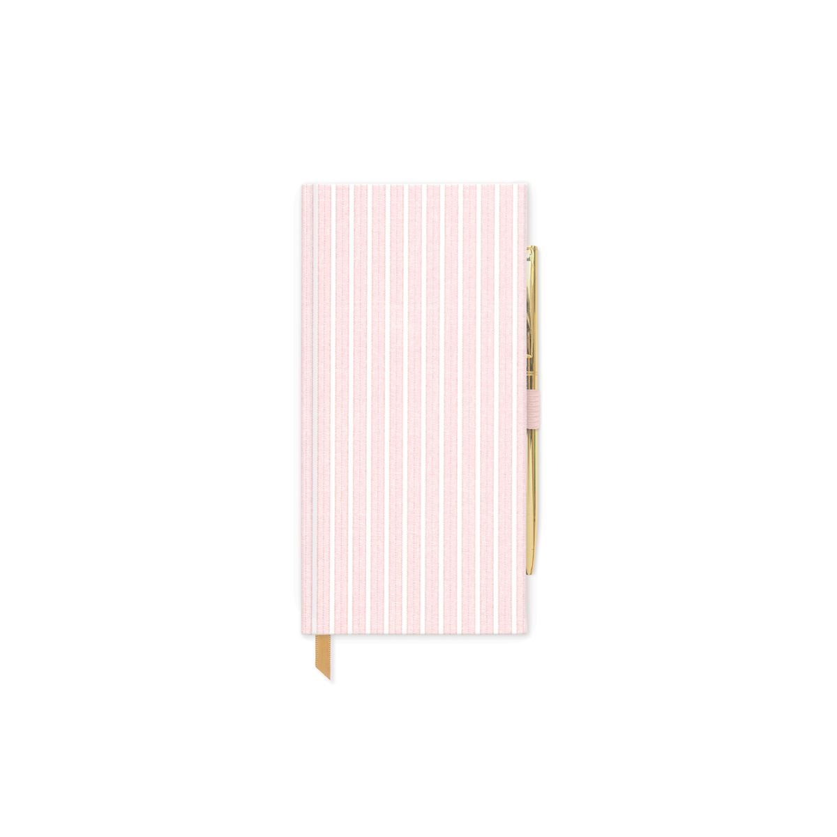 Pink Pinstripe Vintage Sass - Bookcloth Cover Book Bound W/Pen