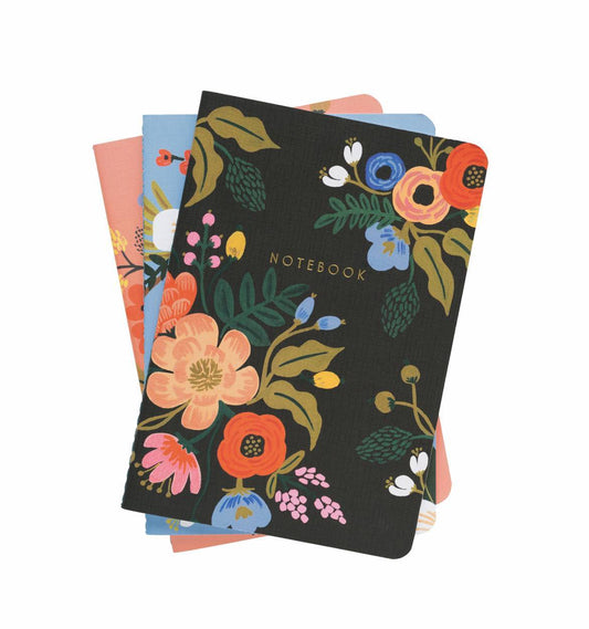 Lively Floral Set Of Three Stitched Notebooks