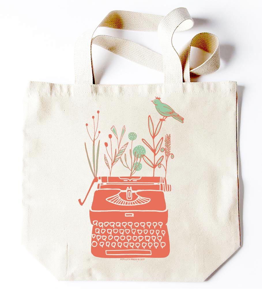 Typewriter Bird Tote